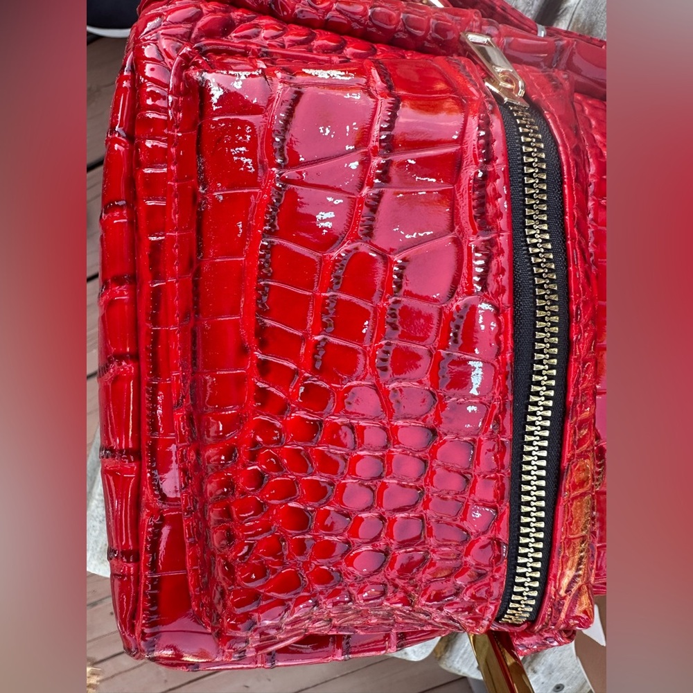 Red Croc-Embossed Mini Backpack - Picture 6 of 8